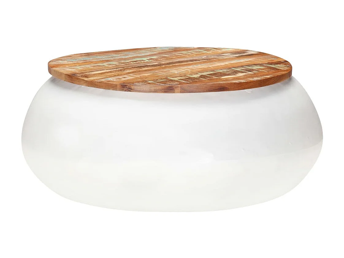 Table basse Blanc 68x68x30 cm Bois de récupération solide