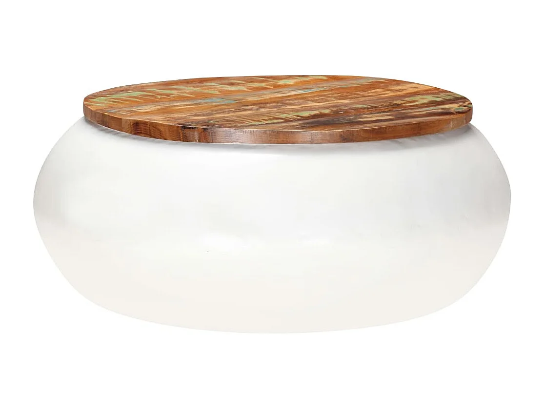 Table basse Blanc 68x68x30 cm Bois de récupération solide