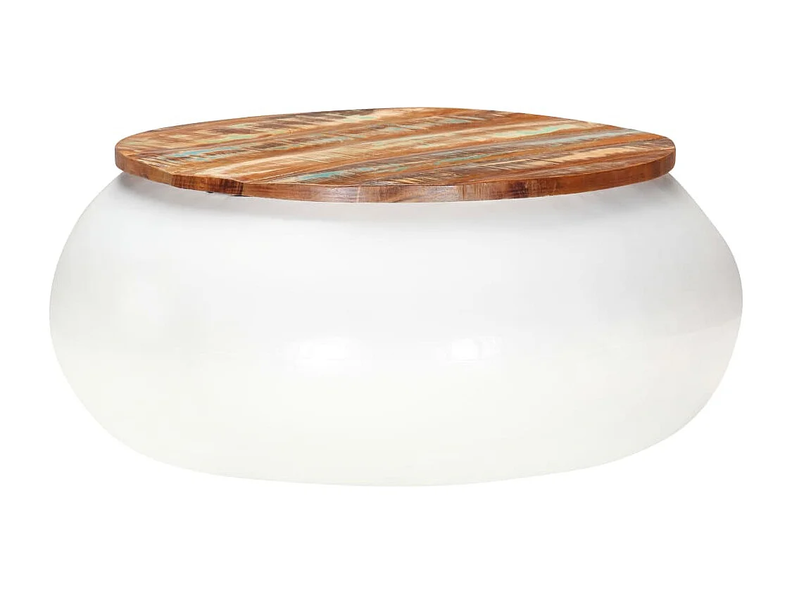 Table basse Blanc 68x68x30 cm Bois de récupération solide