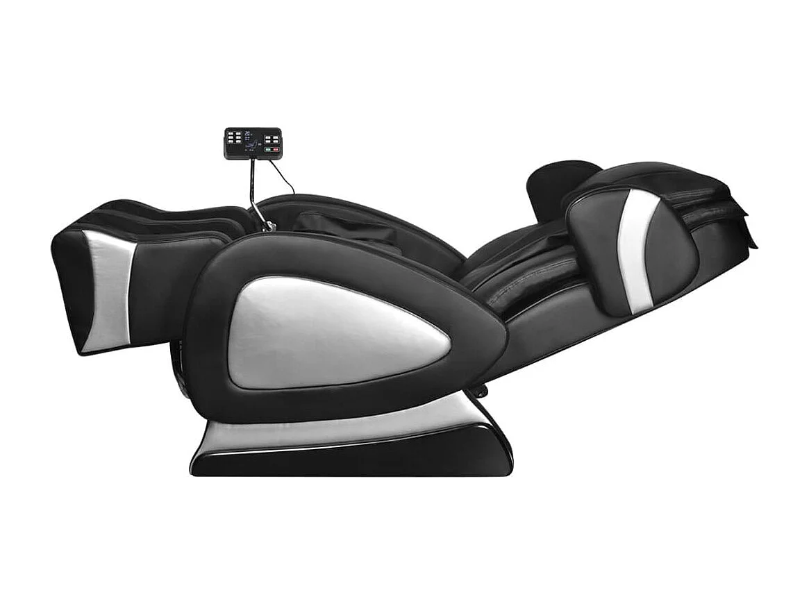 Cadeira de massagens com ecrã couro artificial preto