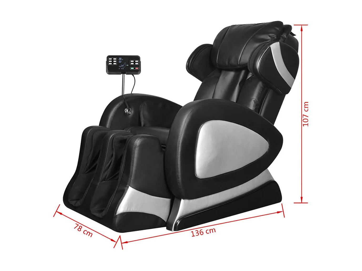 Cadeira de massagens com ecrã couro artificial preto