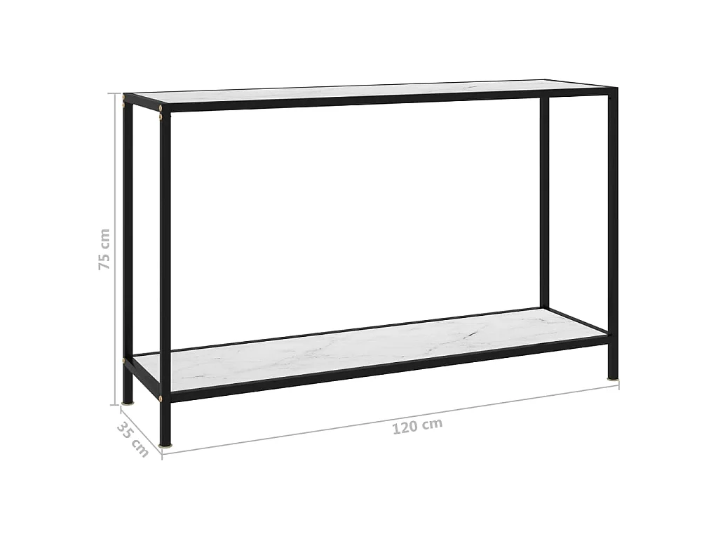 Tavolo Consolle Bianco 120x35x75 cm in Vetro Temperato