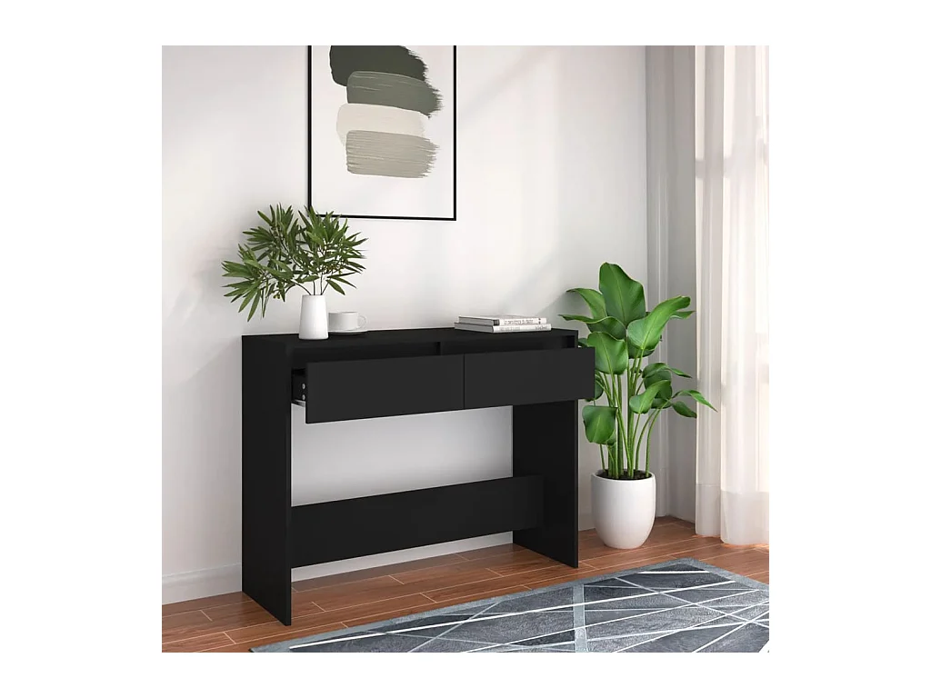 Table console noir 100x35x76,5 cm bois d'ingénierie