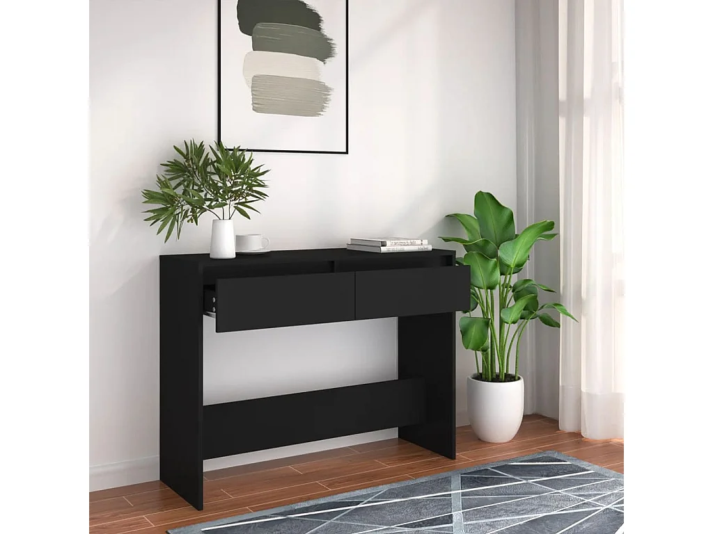 Table console noir 100x35x76,5 cm bois d'ingénierie