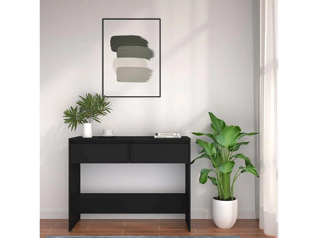 Table console noir 100x35x76,5 cm bois d'ingénierie