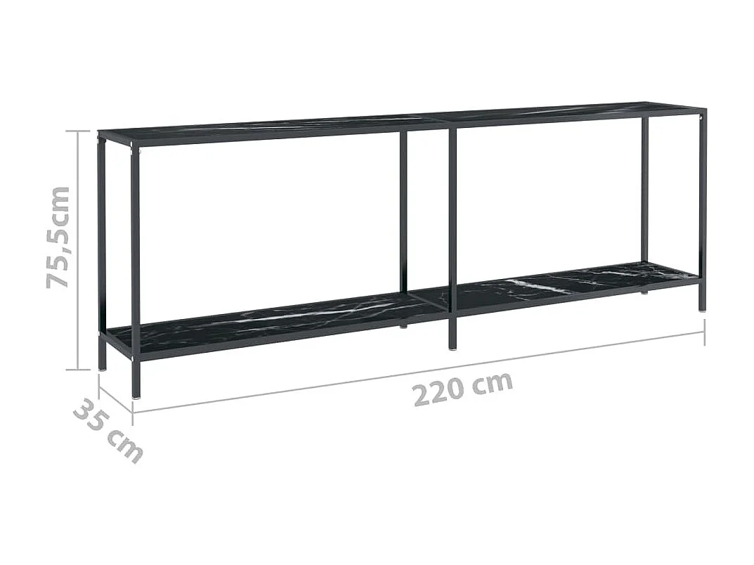 Konsolentisch Schwarz 220x35x75,5 cm Hartglas