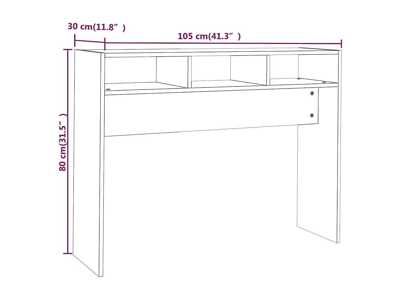 Table console Chêne marron 105x30x80 cm Bois d'ingénierie