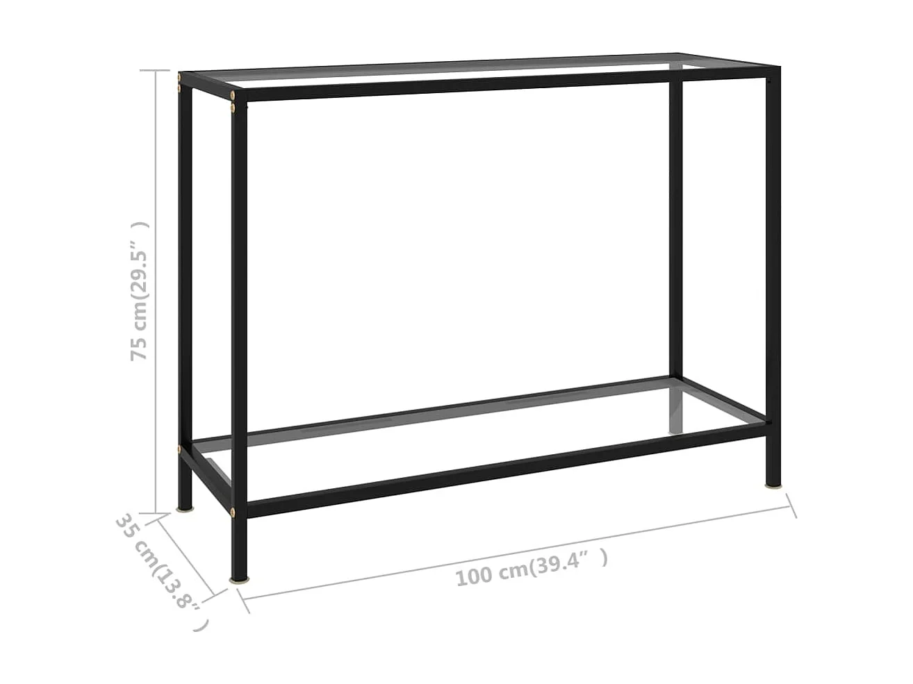 Wandtafel 100x35x75 cm gehard glas transparant
