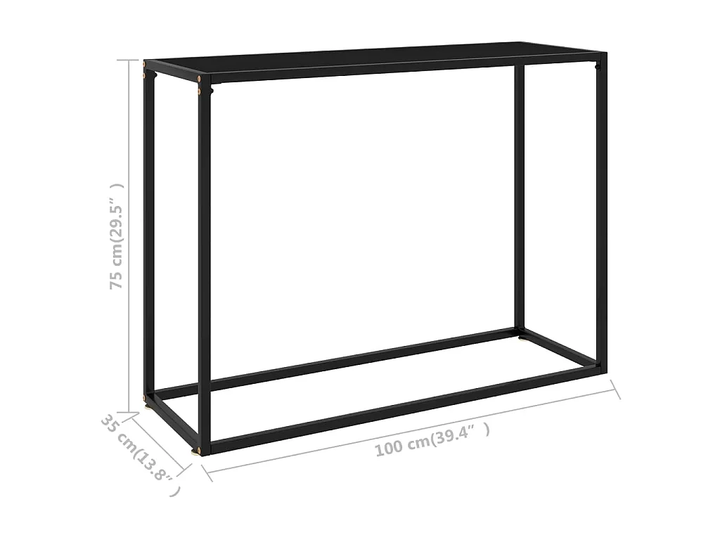 Wandtafel 100x35x75 cm gehard glas zwart