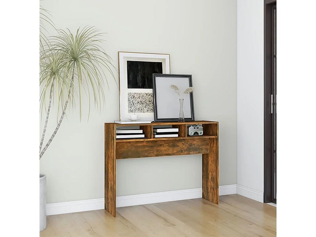 Wandtafel 105x30x80 cm bewerkt hout gerookt eikenkleurig