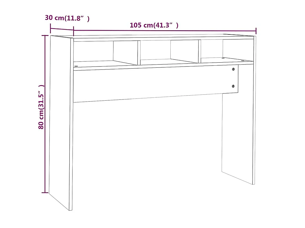 Wandtafel 105x30x80 cm bewerkt hout gerookt eikenkleurig