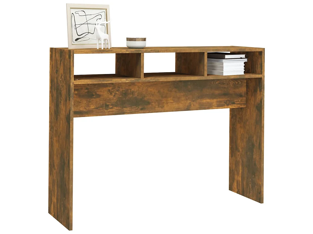 Wandtafel 105x30x80 cm bewerkt hout gerookt eikenkleurig