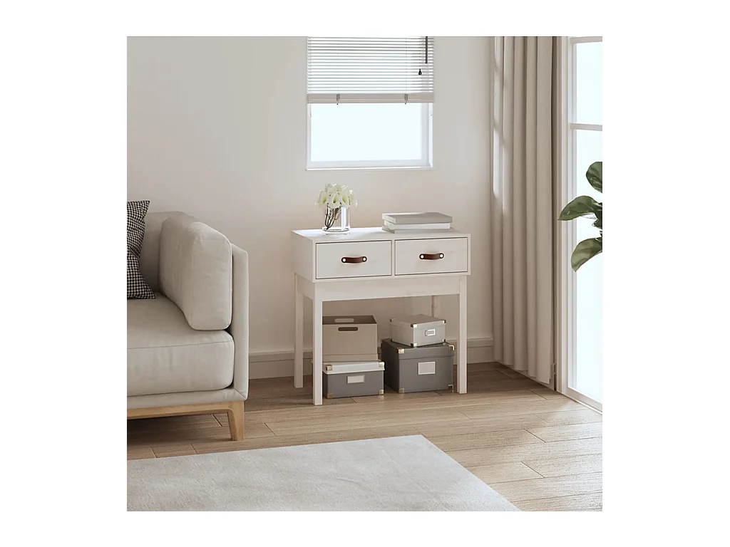 Table console Blanc 76,5x40x75 cm Bois massif de pin