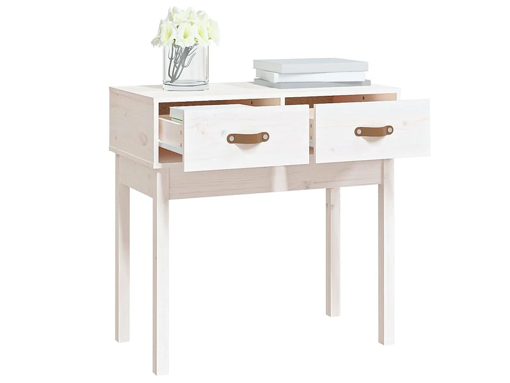 Table console Blanc 76,5x40x75 cm Bois massif de pin