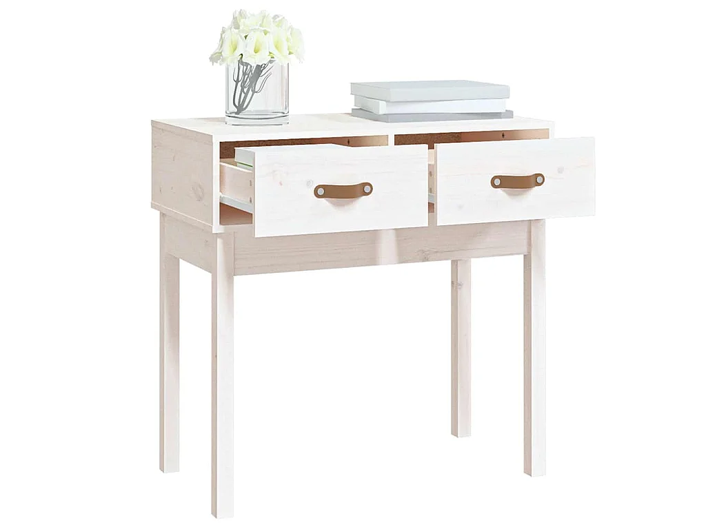 Table console Blanc 76,5x40x75 cm Bois massif de pin