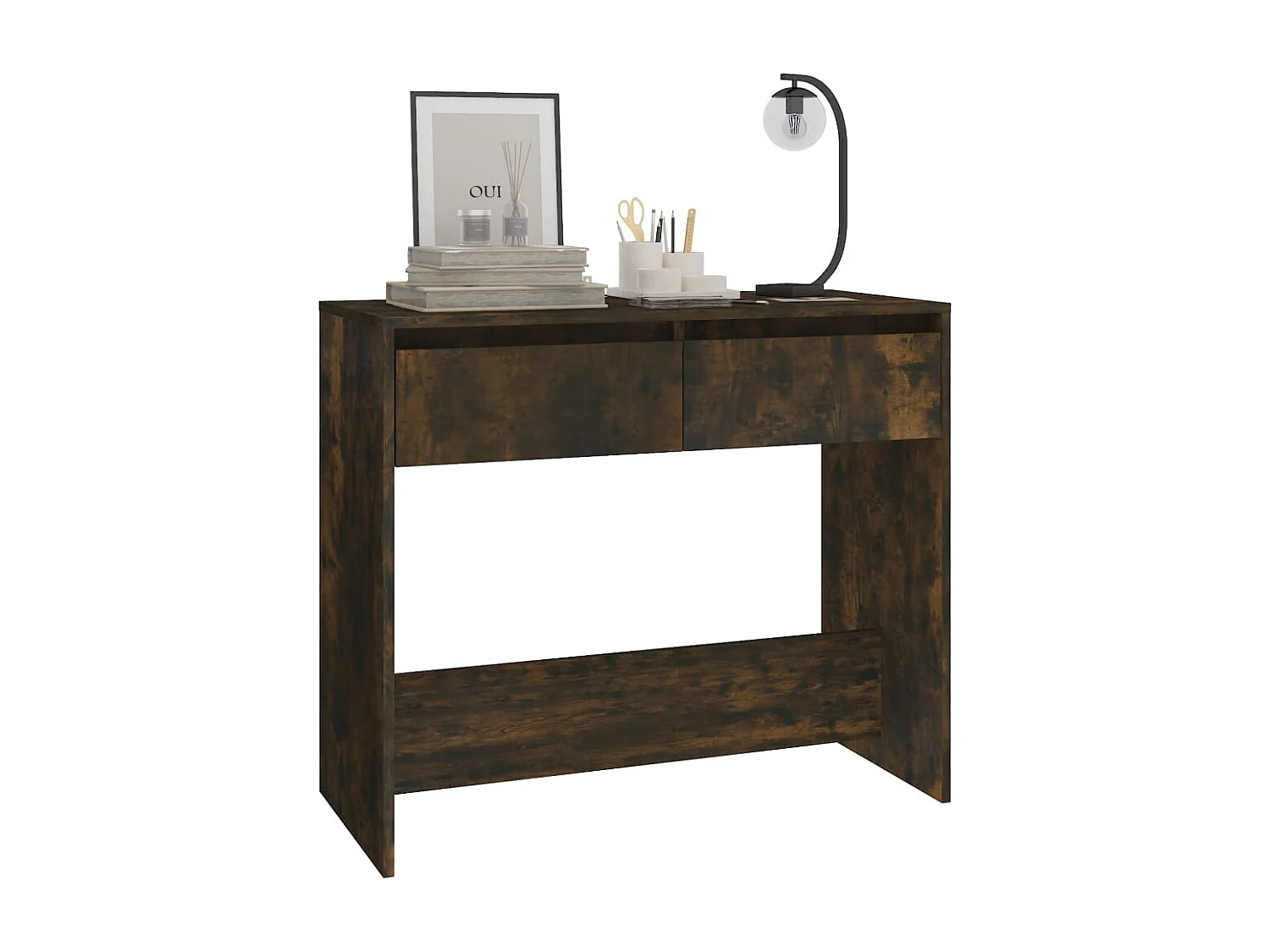 Table console chêne fumé 89x41x76,5 cm bois d'ingénierie