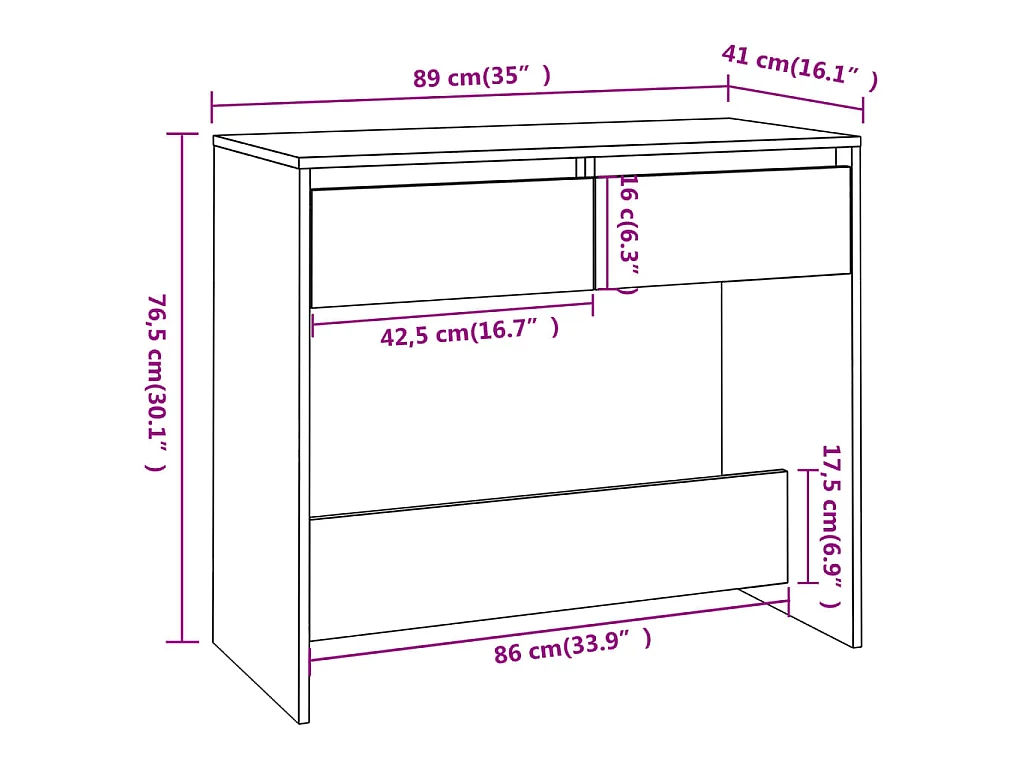 Konsolentisch Räuchereiche 89x41x76,5 cm Holzwerkstoff