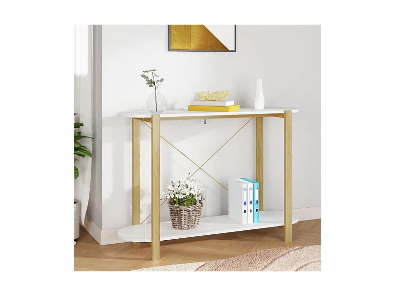 Mesa consola de madera contrachapada blanco 110x38x75 cm