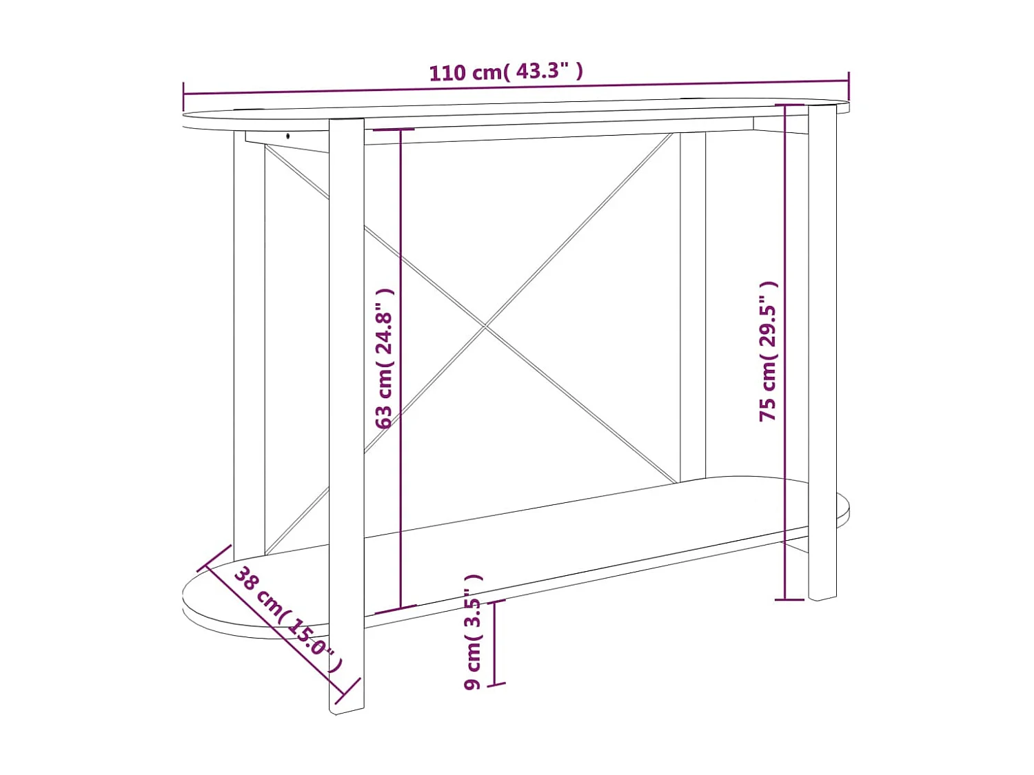 Konsolentisch Weiß 110x38x75 cm Holzwerkstoff