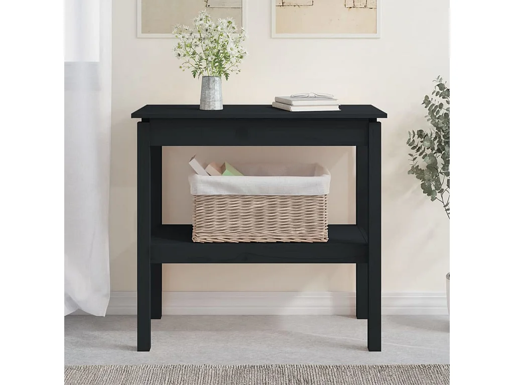 Mesa consola de madera maciza de pino negro 80x40x75 cm