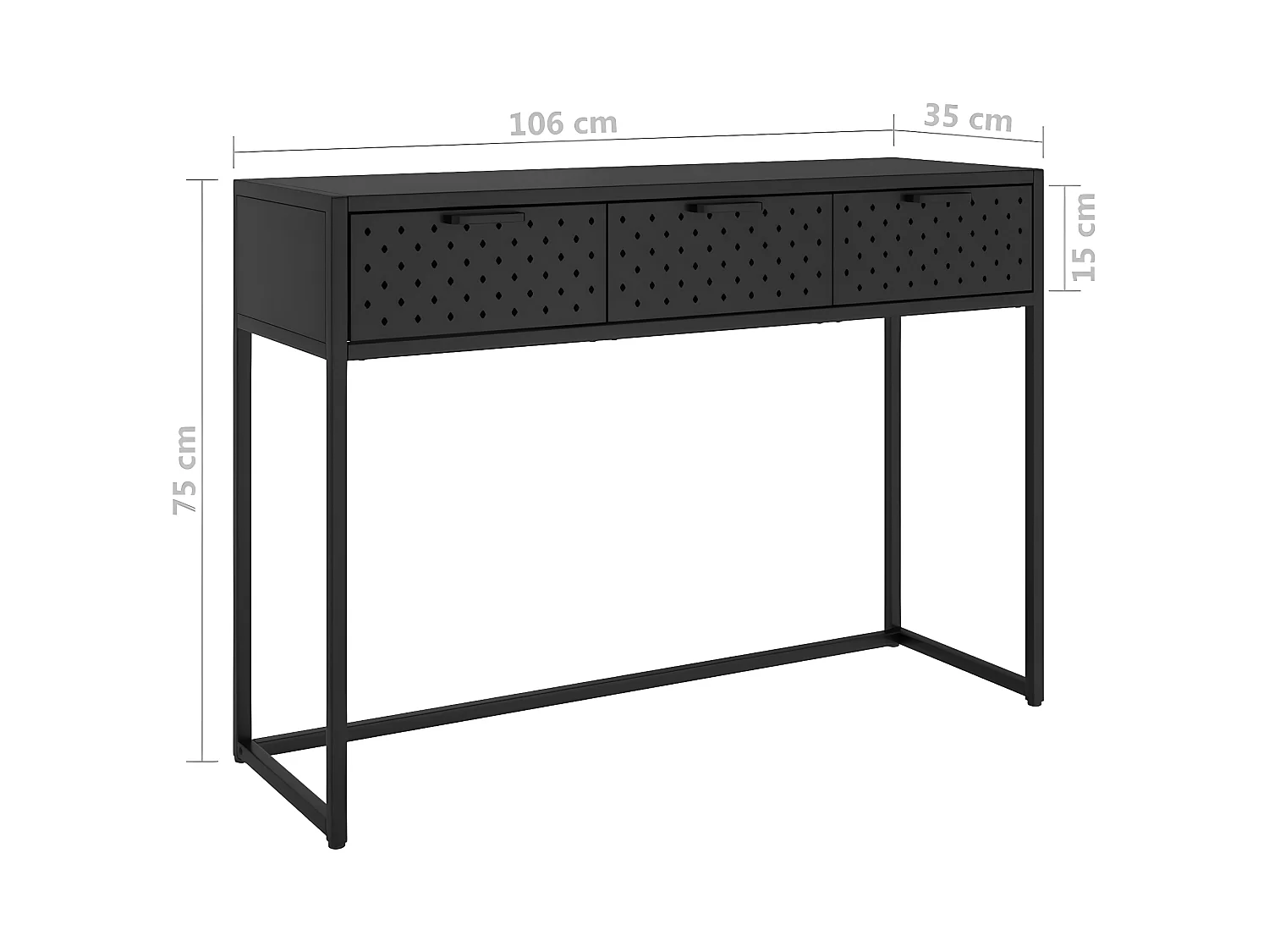 Table console Noir 106x35x75 cm Acier