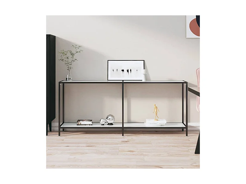 Table console Blanc 180x35x75,5 cm Verre trempé