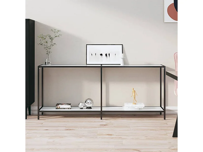Table console Blanc 180x35x75,5 cm Verre trempé