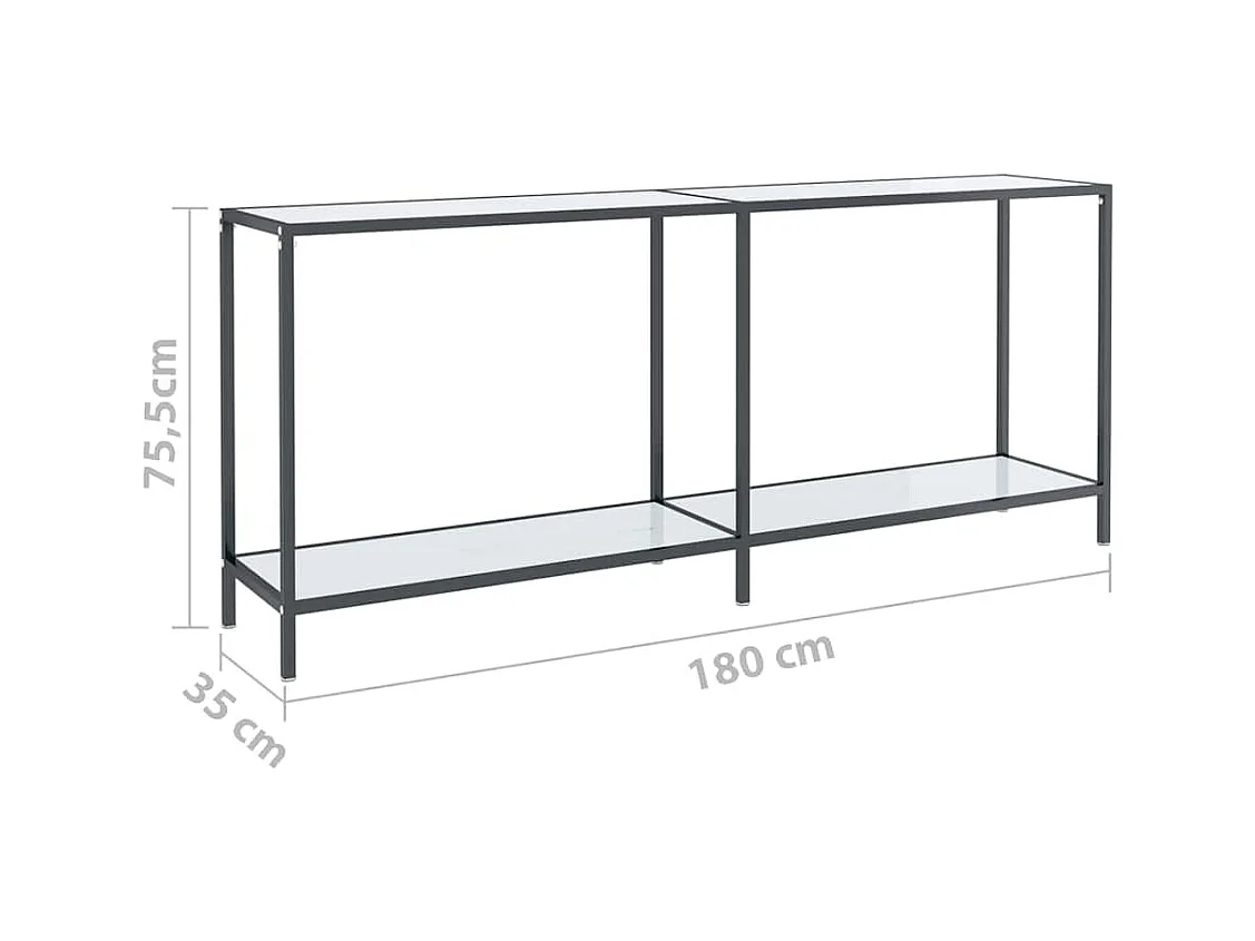 Table console Blanc 180x35x75,5 cm Verre trempé