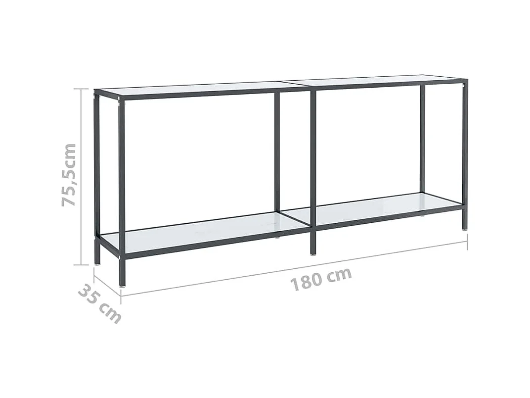 Table console Blanc 180x35x75,5 cm Verre trempé