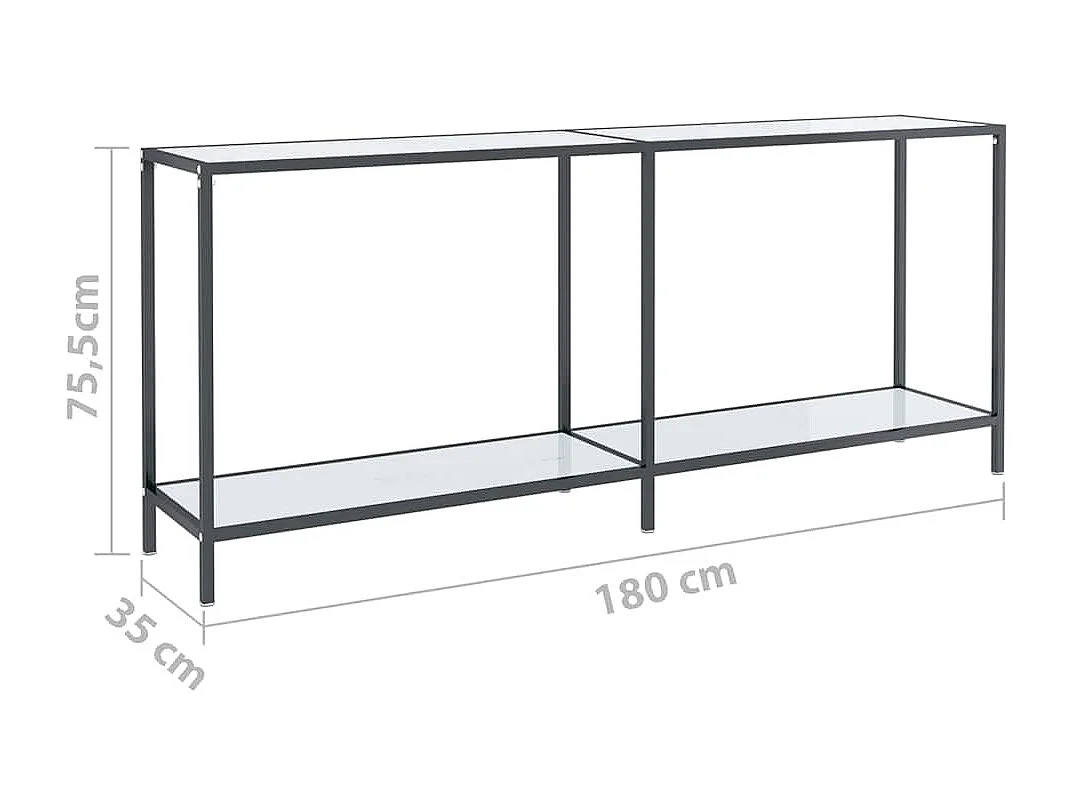 Table console Blanc 180x35x75,5 cm Verre trempé