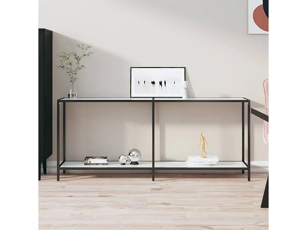 Table console Blanc 180x35x75,5 cm Verre trempé