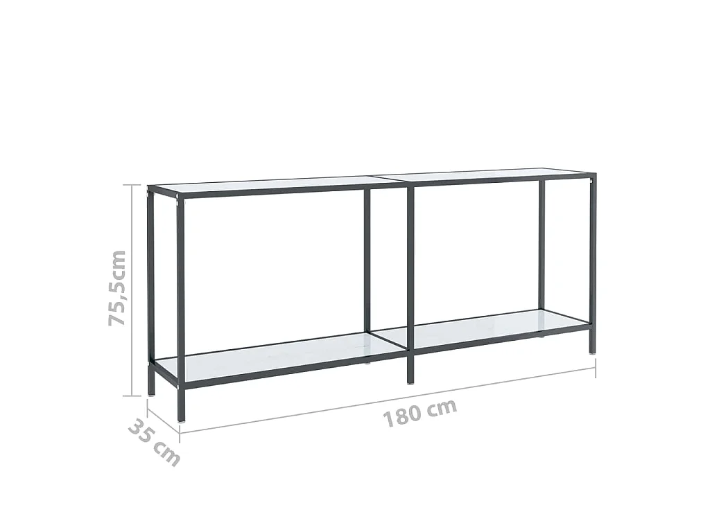 Table console Blanc 180x35x75,5 cm Verre trempé