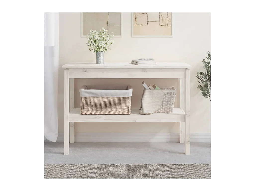 Table console Blanc 110x40x75 cm Bois de pin solide