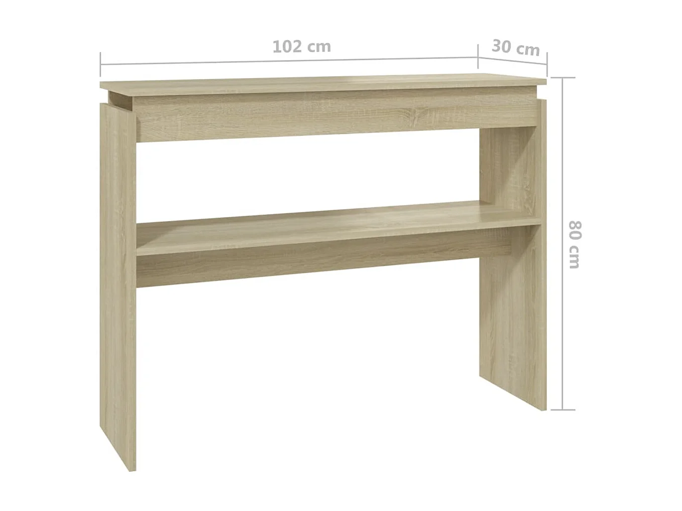 Table console chêne sonoma 102x30x80 cm bois d'ingénierie