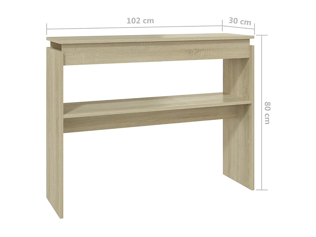 Table console chêne sonoma 102x30x80 cm bois d'ingénierie