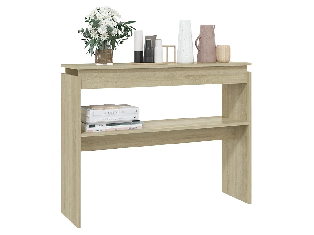 Table console chêne sonoma 102x30x80 cm bois d'ingénierie