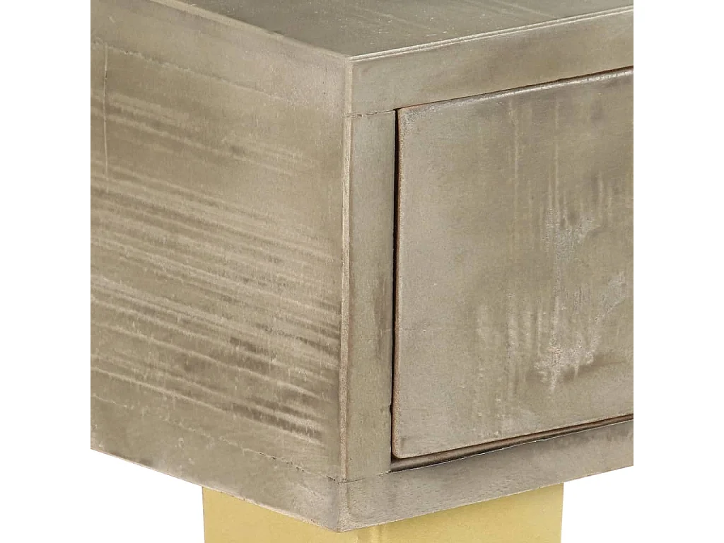 Mesa consola madera maciza de mango con latón gris 110x35x76 cm