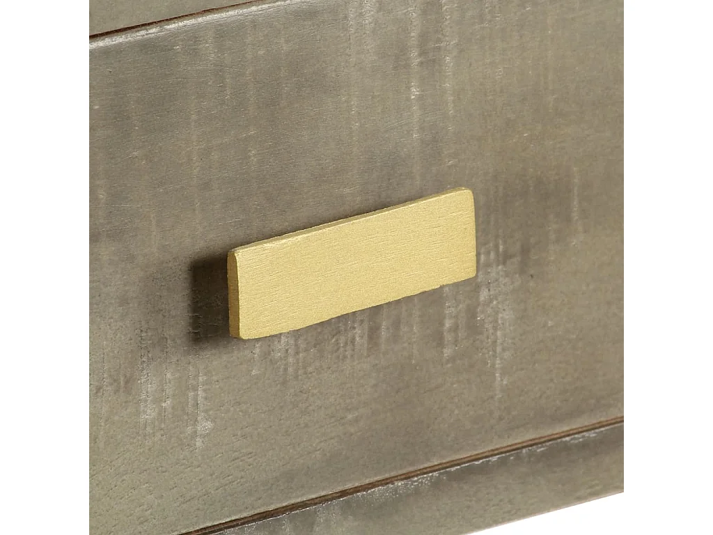 Mesa consola madera maciza de mango con latón gris 110x35x76 cm