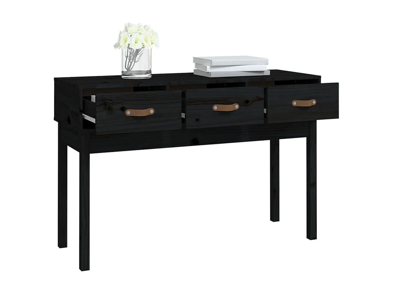 Wandtafel 114x40x75 cm massief grenenhout zwart