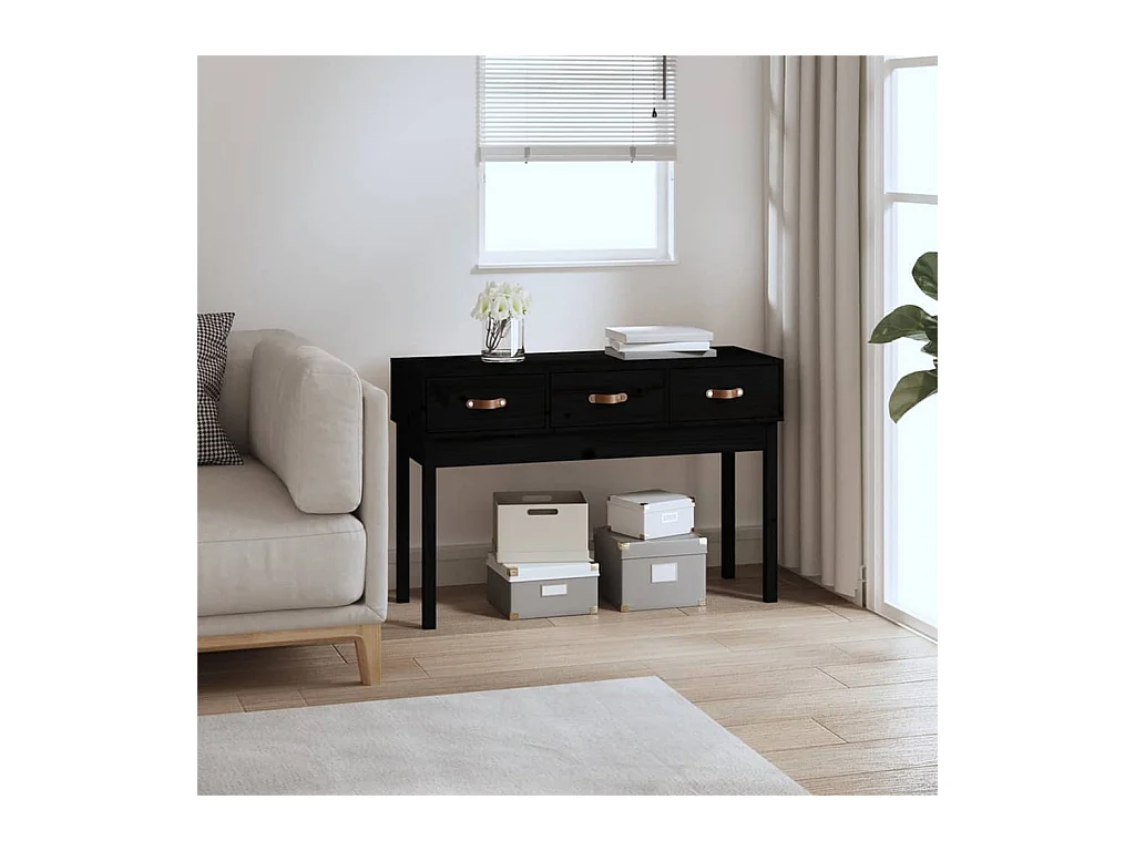 Wandtafel 114x40x75 cm massief grenenhout zwart