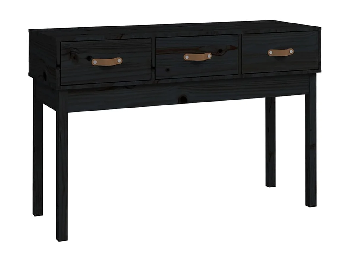 Table console Noir 114x40x75 cm Bois massif de pin