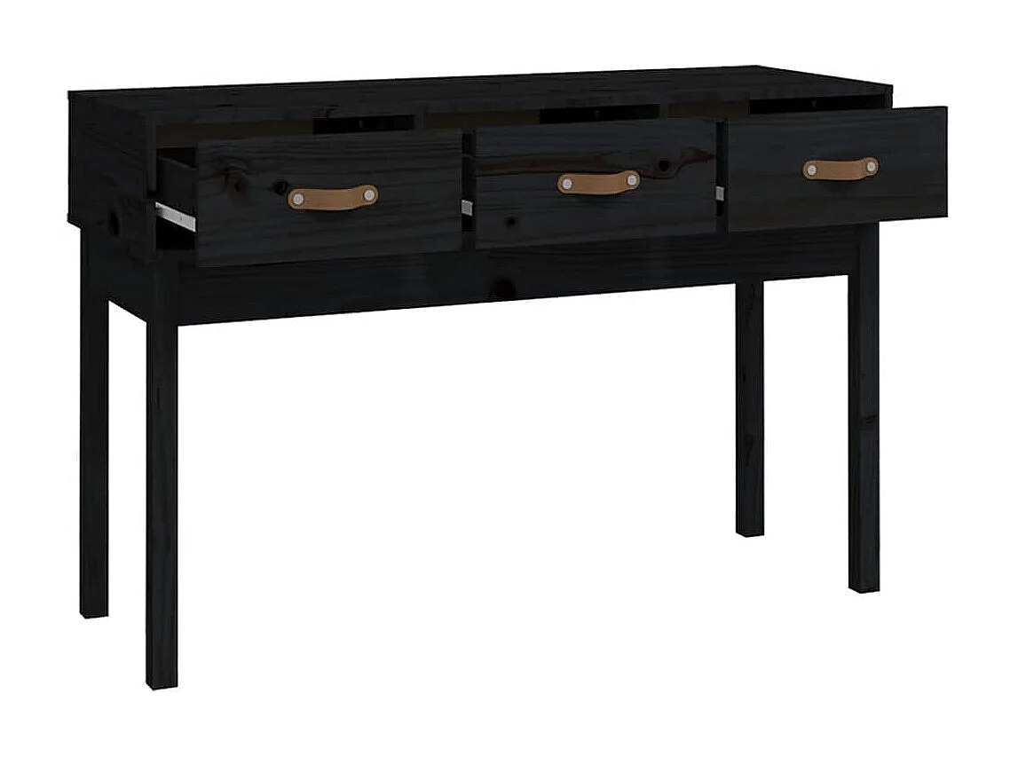 Table console Noir 114x40x75 cm Bois massif de pin