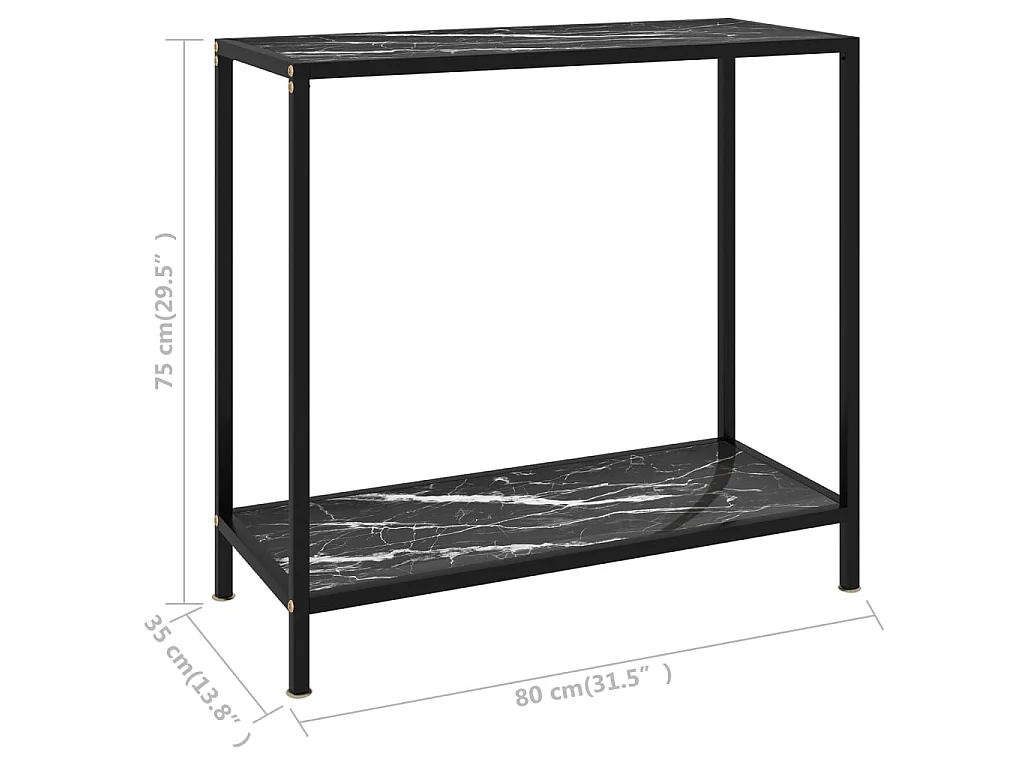 Table console Noir 80x35x75 cm Verre trempé