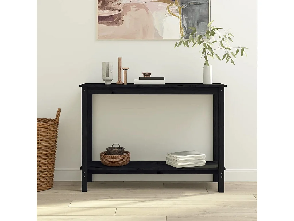 Mesa consola 110x40x80 cm madeira de pinho maciça preto