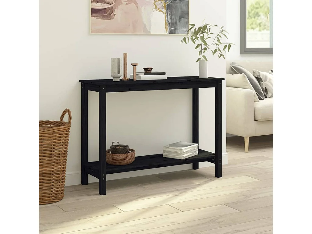 Mesa consola 110x40x80 cm madeira de pinho maciça preto