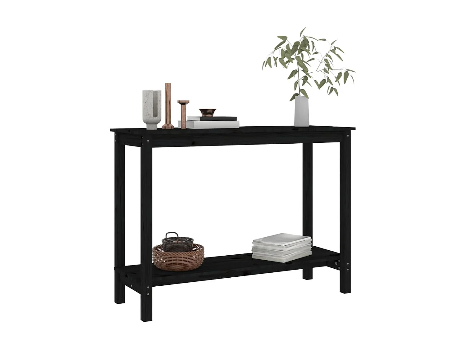 Mesa consola 110x40x80 cm madeira de pinho maciça preto