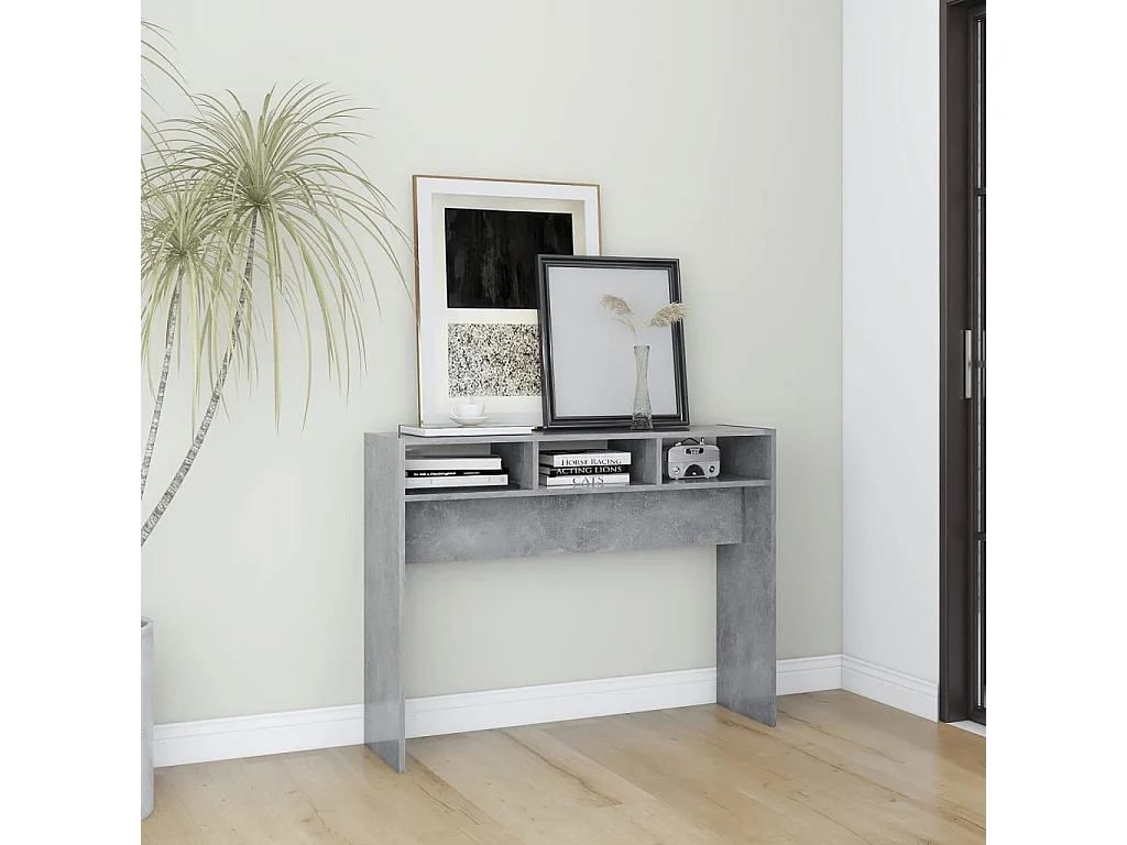 Table console gris béton 105x30x80 cm bois d'ingénierie