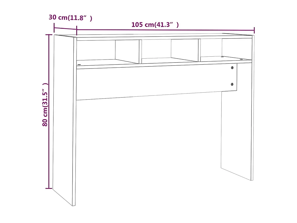 Table console gris béton 105x30x80 cm bois d'ingénierie