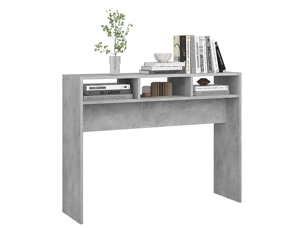 Table console gris béton 105x30x80 cm bois d'ingénierie