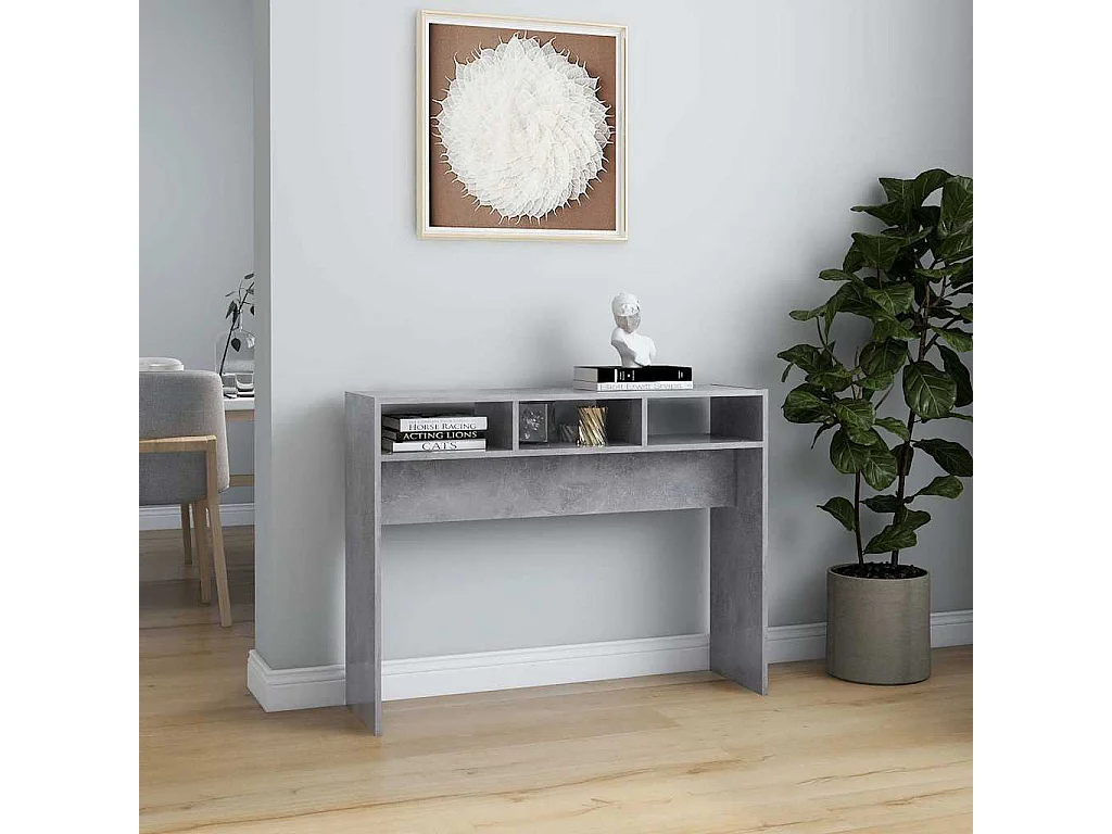 Table console gris béton 105x30x80 cm bois d'ingénierie